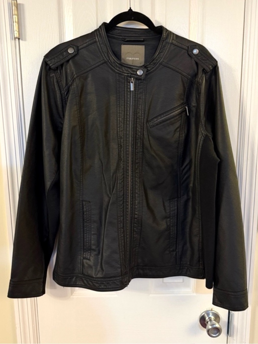 Maurices Black Faux Leather Moto Jacket 2X Plus Size Zip Biker
